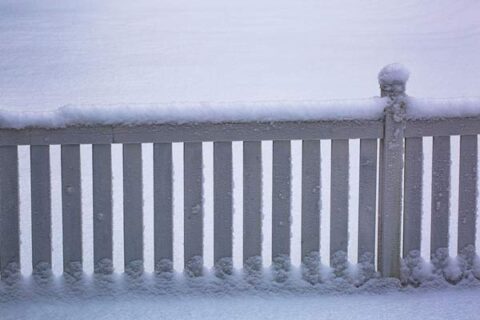 The snow fence in garden at Batavia, IL