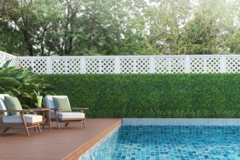 Wooden fence installed for a swimming pool area in Batavia, IL