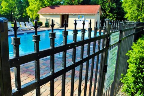 Metal fence installed for a swimming pool area in Batavia, IL